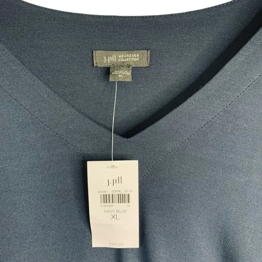 J Jill Navy V Neck Long Sleeve T-Shirt Shift Dress Womens Size XL NWT $99 - Picture 3 of 9